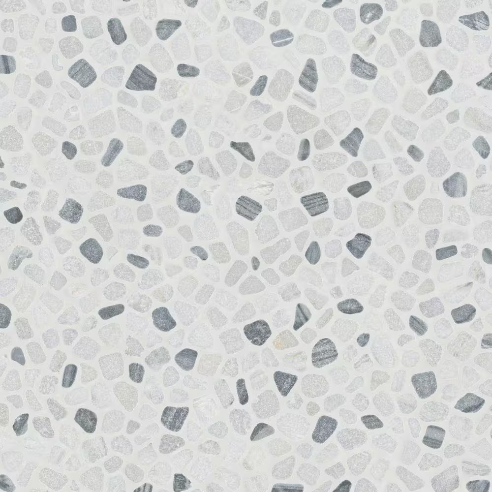 Black and White Pebbles 12 In. X 12 In. X 10 Mm Tumbled Marble Mosaic Tile (0.9