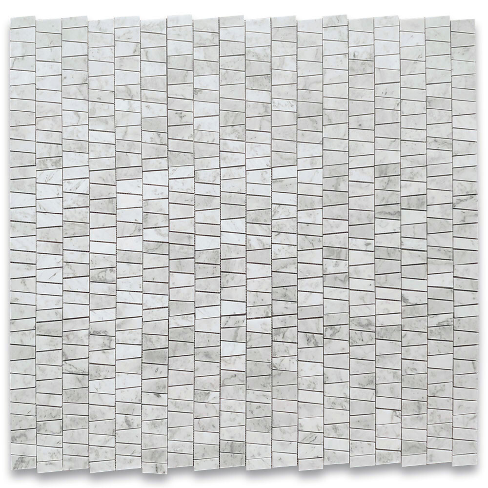 C2AXH Carrara White Marble Trapezoid Tappered Mosaic Wall Floor Tile Honed
