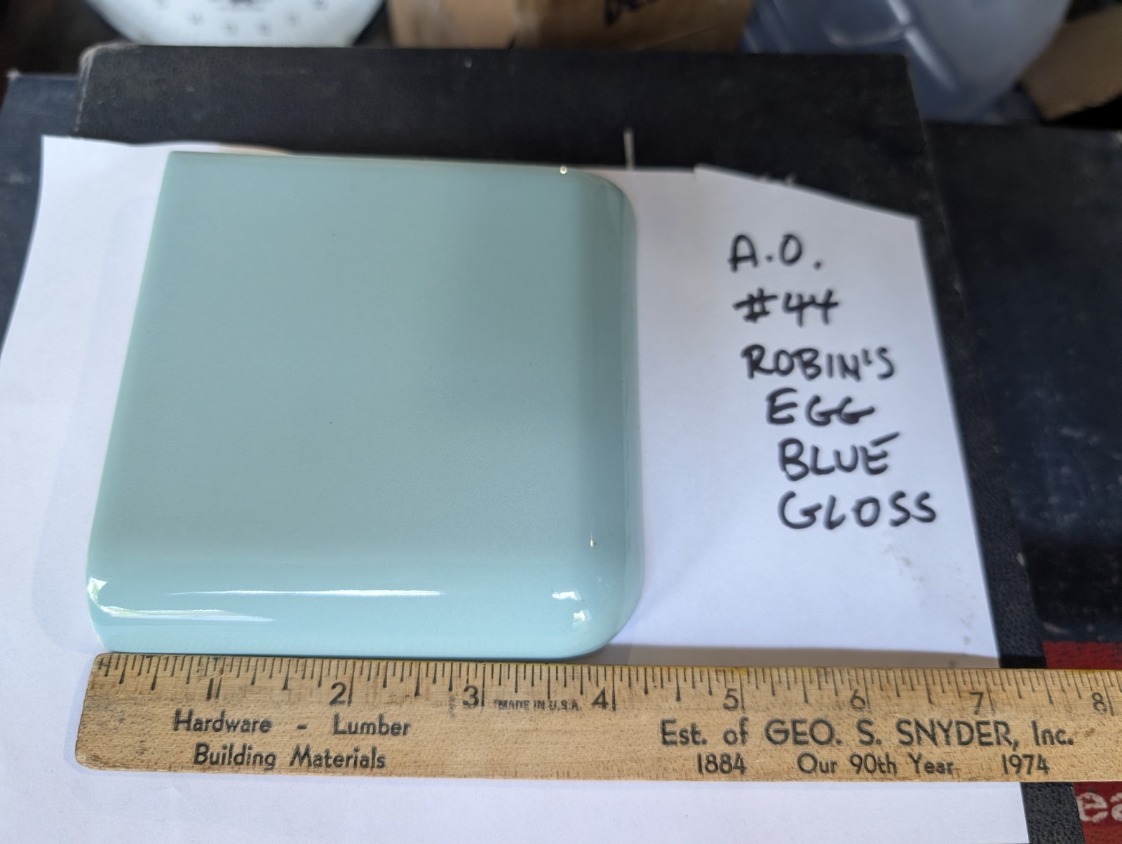 1 pc 4-1/4″ Ceramic Tile Mud Corner Bullnose #44 Robins Egg American Olean Gloss