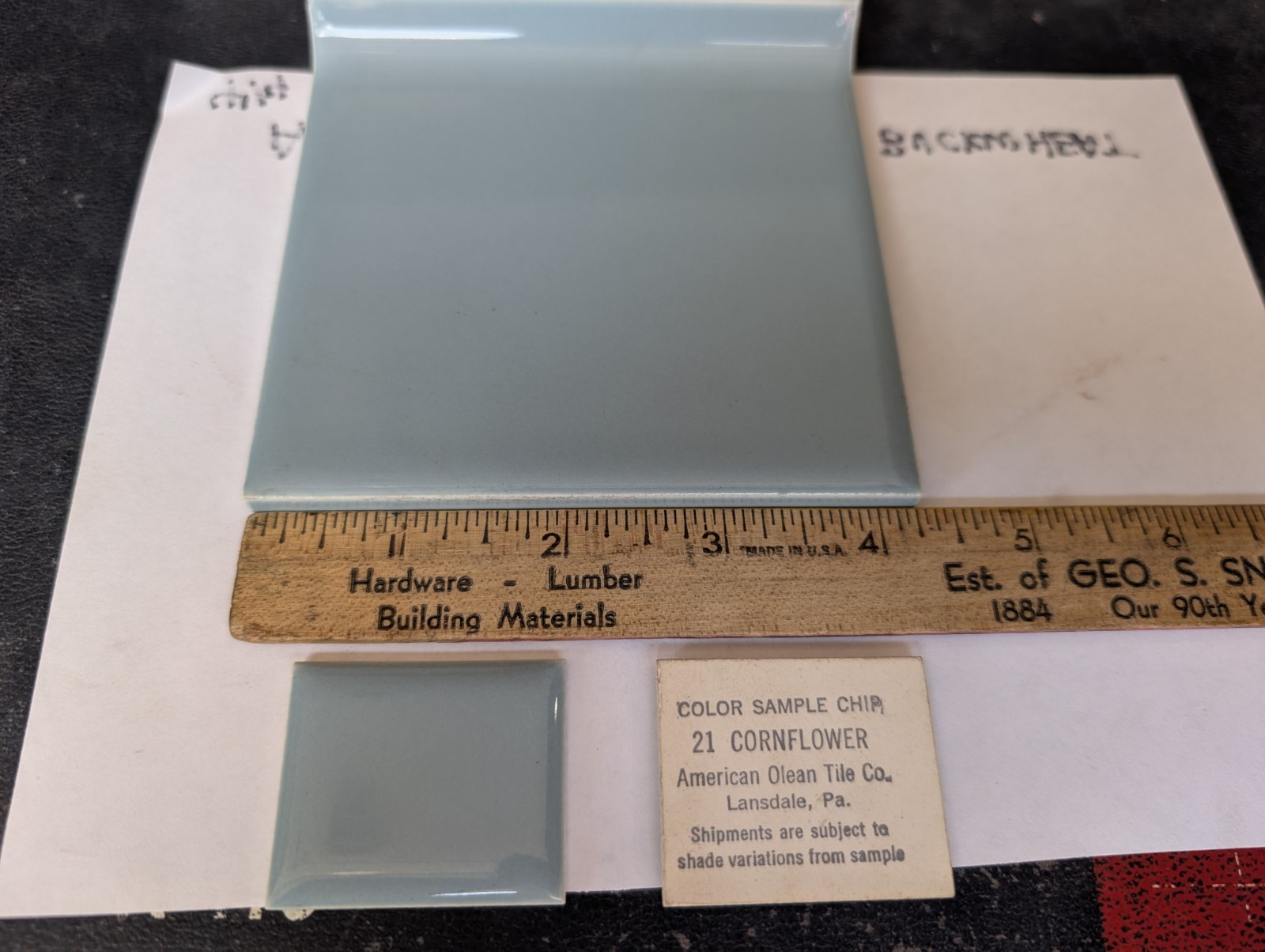 2 pieces 4-1/4″ Ceramic Tile Cove base A3401 #21 Cornflower American Olean Gloss