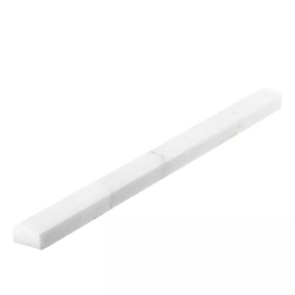 Italian White Carrara .75 In. X 12 In. Honed Marble Wall Pencil Tile (1 Linear F