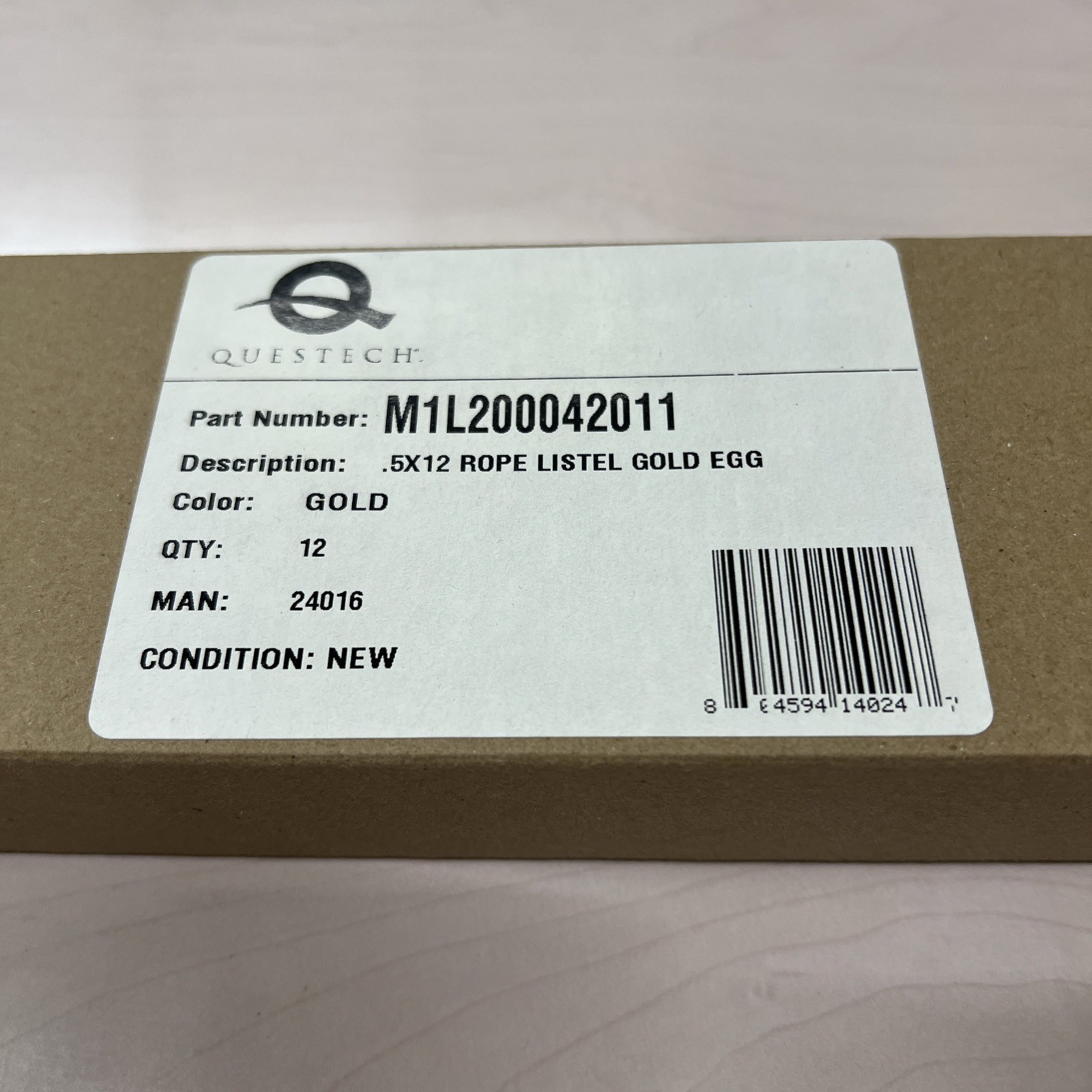 12 Questech Composite Trim Tile .5×12 Braided Rope Listel Gold Egg M1L200042011