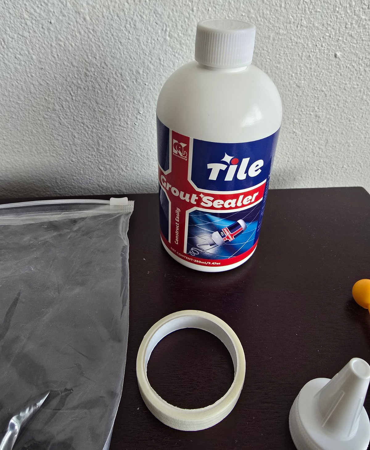 Grout Sealer Plastic Bottle Kit w/ Applicator Nozzle & Brush White Blue Red
