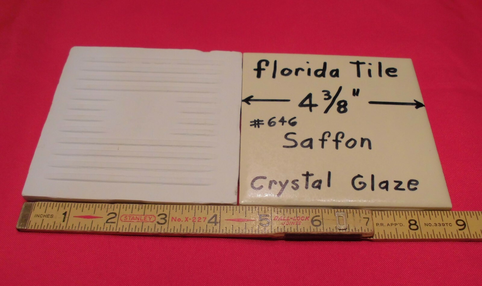 1 pc.*Saffon-Pastle Yellow* 4-3/8″ Ceramic Crystal Glazed tiles by florida NOS