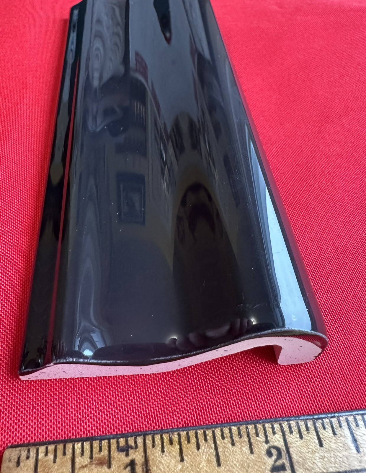 1 pc. Glossy Black: Ceramic Chair Rail made by American Olean, 2-1/2″ X 6″