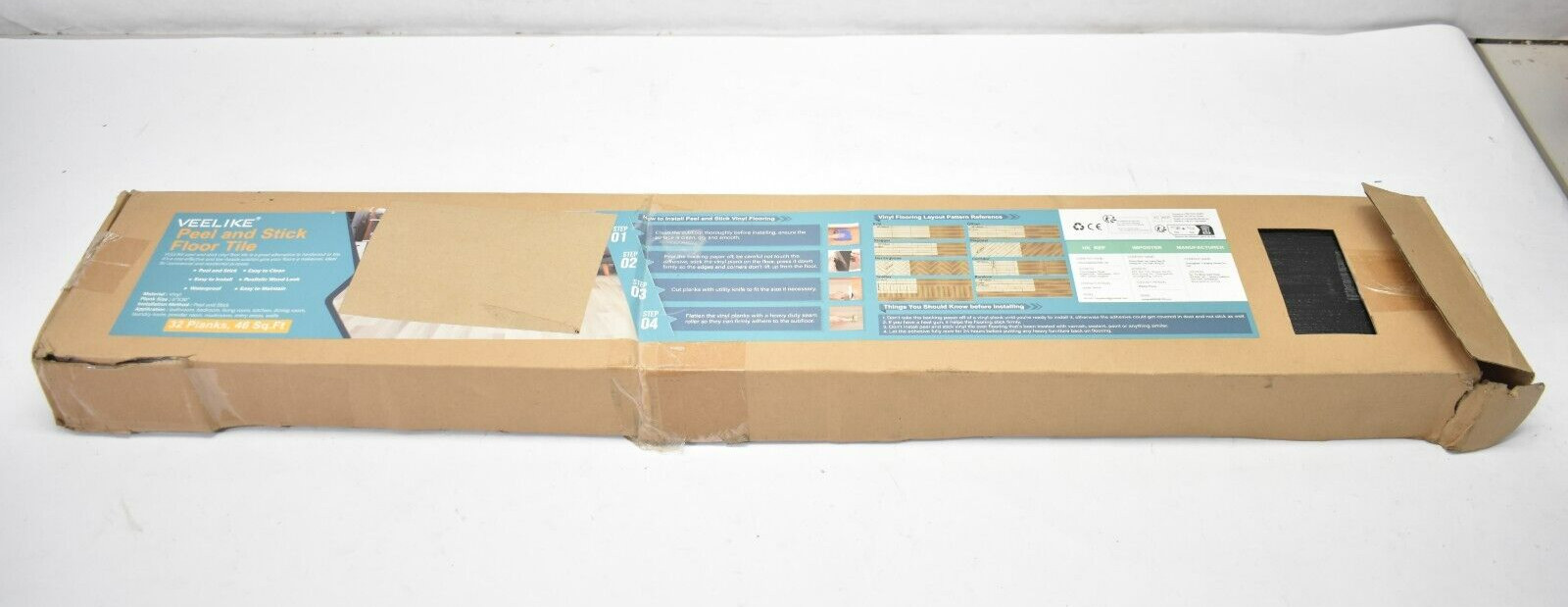 Veelike Black Vinyl Plank Flooring Peel & Stick Tiles 6″ x 36″ Low Gloss 36 Pack