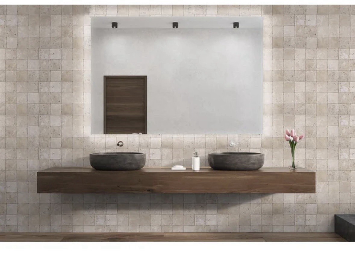 4”x4” Crema Tumbled Travertine Mosaic Tile (Sold By 20 PIECES)