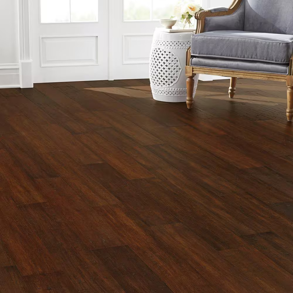 Sahara 3/8 In. T X 5.2 In. W Hand Scraped Strand Woven Engineered Bamboo Floorin