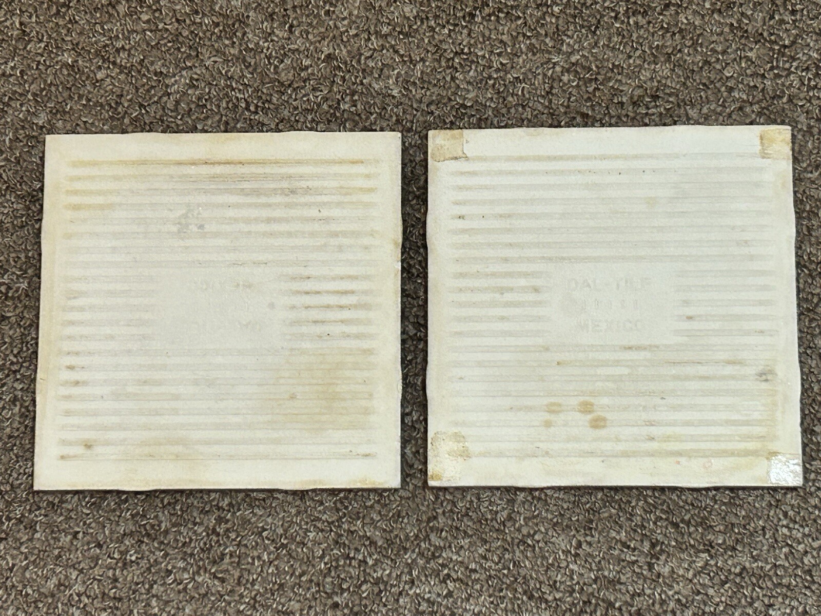 Lot of 2- 6 x 6 inch X 1/4 inch DAL-TILE Made In Mexico Blue-Brown