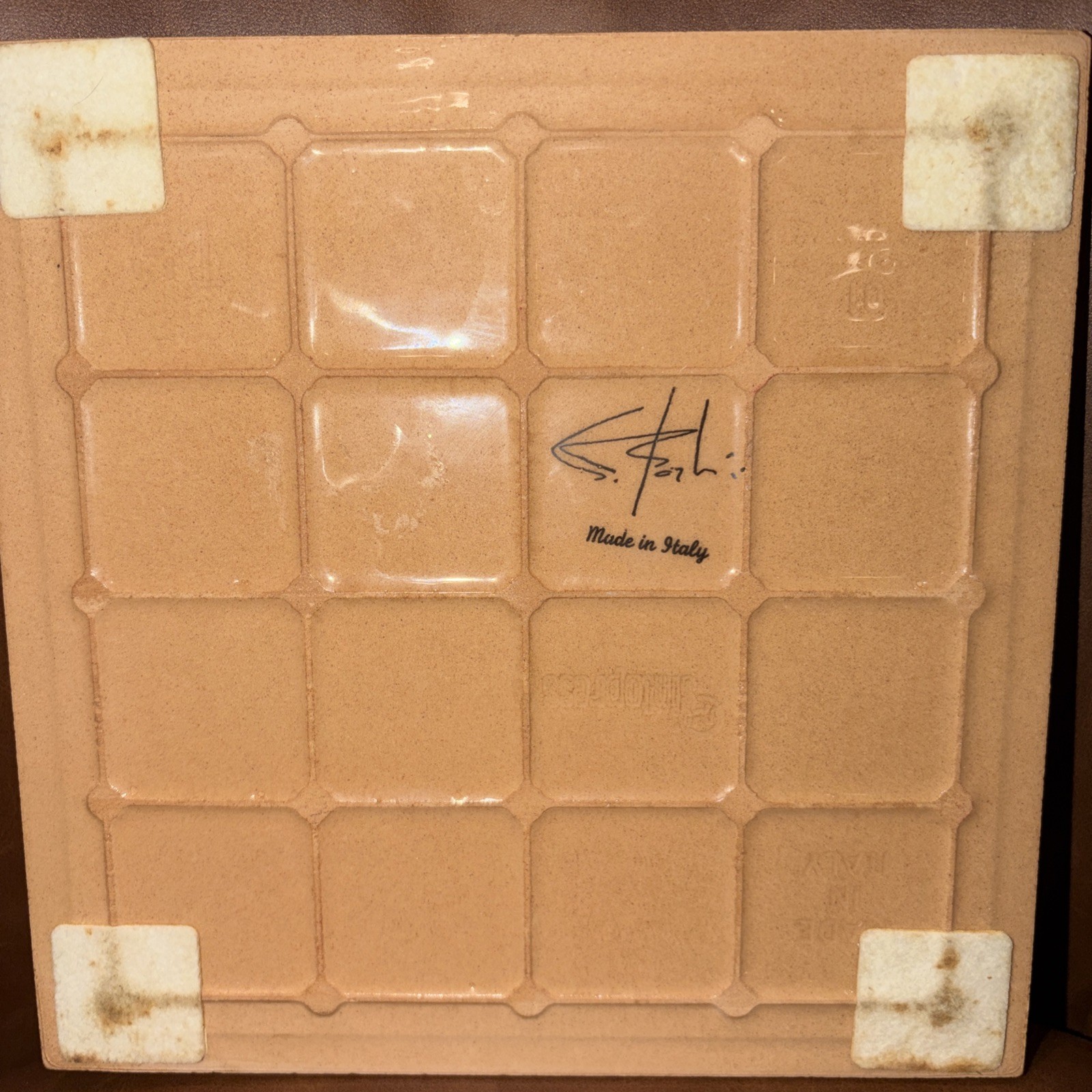 Vintage ITALIAN CERAMIC ART TILE trivet home fruit artist Signed Italy