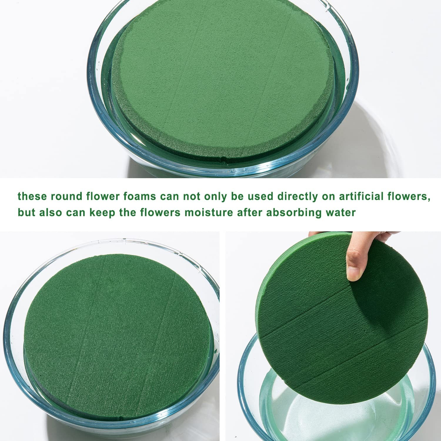Crafare 7.5Inch 8 Pack Round Wet Floral Foam Bricks DIY Floral Blocks for Spr…
