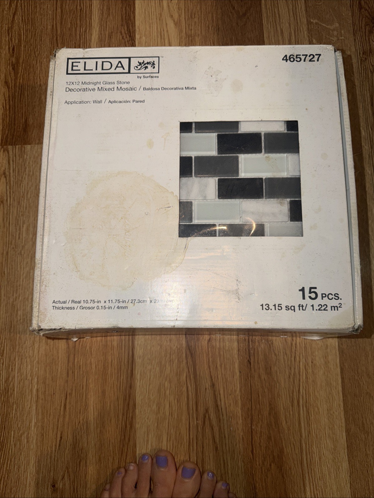 Elida 12×12 Midnight Glass Stone Decorative Mixed Mosaic