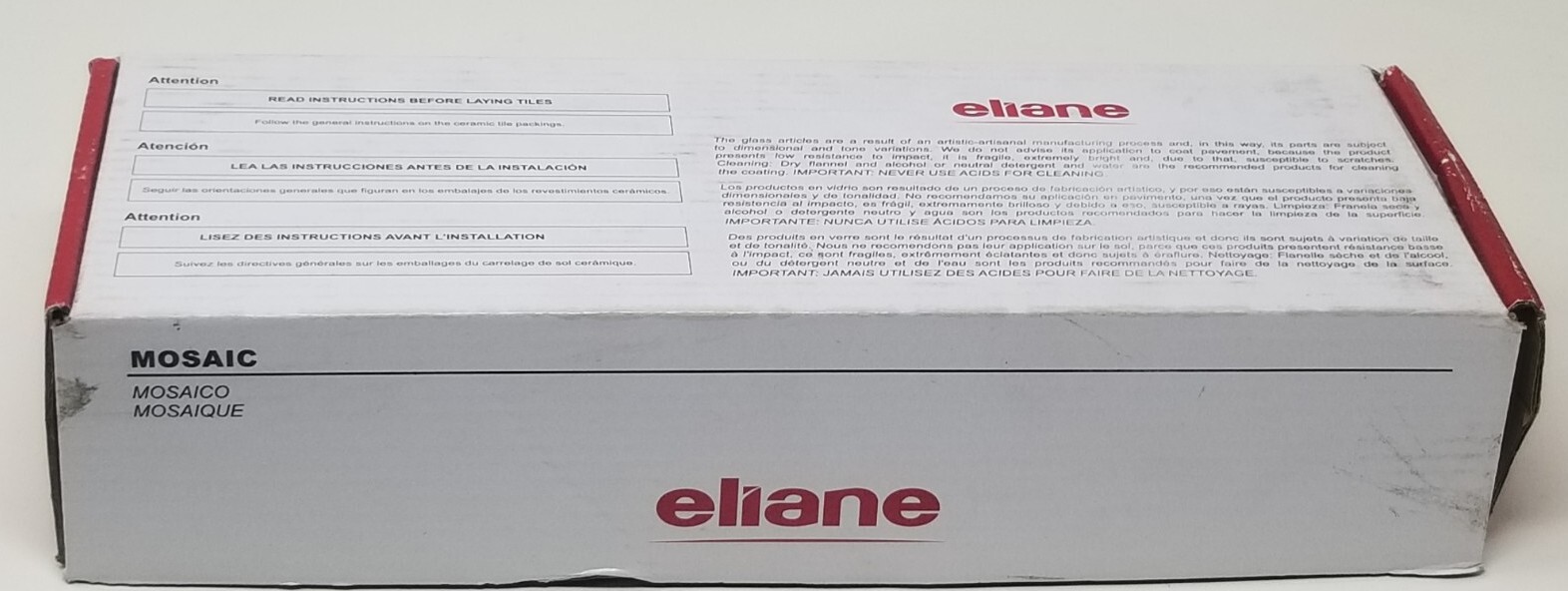 Eliane Delray Glass Ice Mosaic Tile Border 3″ x 12″ Black, Gray & White – Box 10