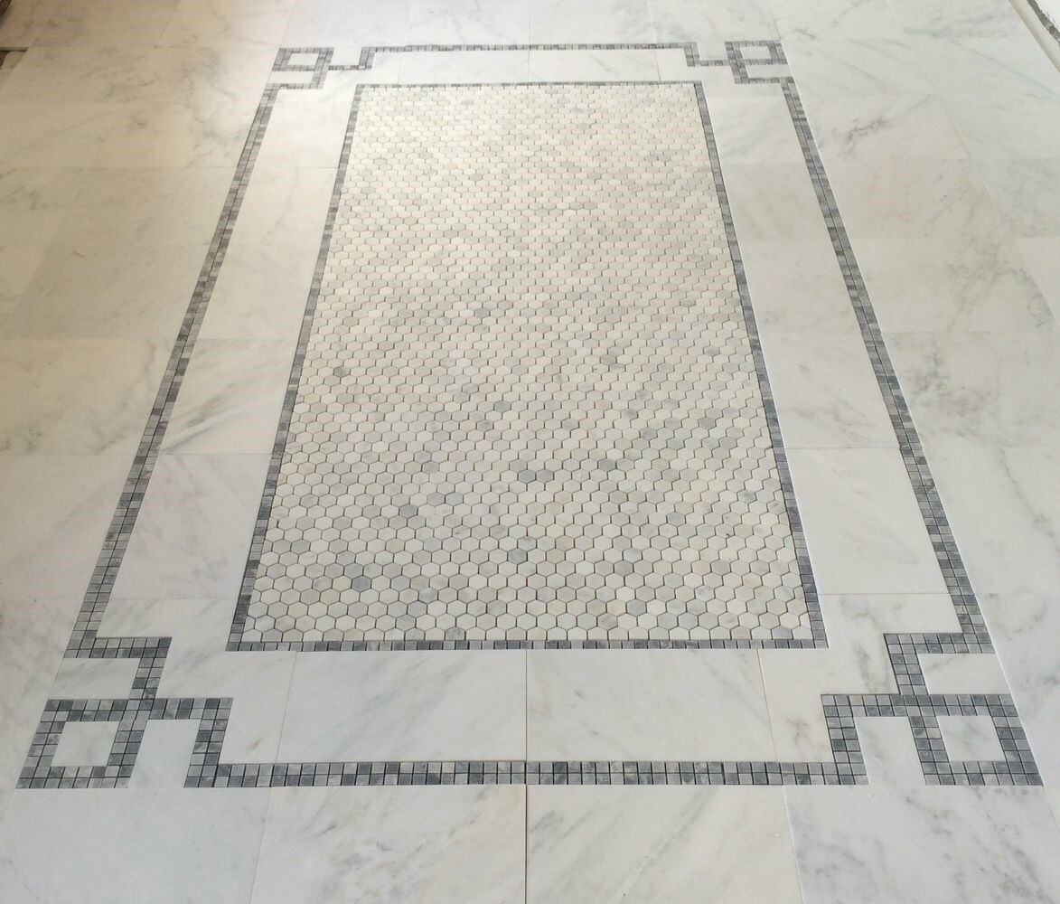 L31XH 1″ Hexagon Statuary Statuario White Italian Marble Mosaic Tile Honed