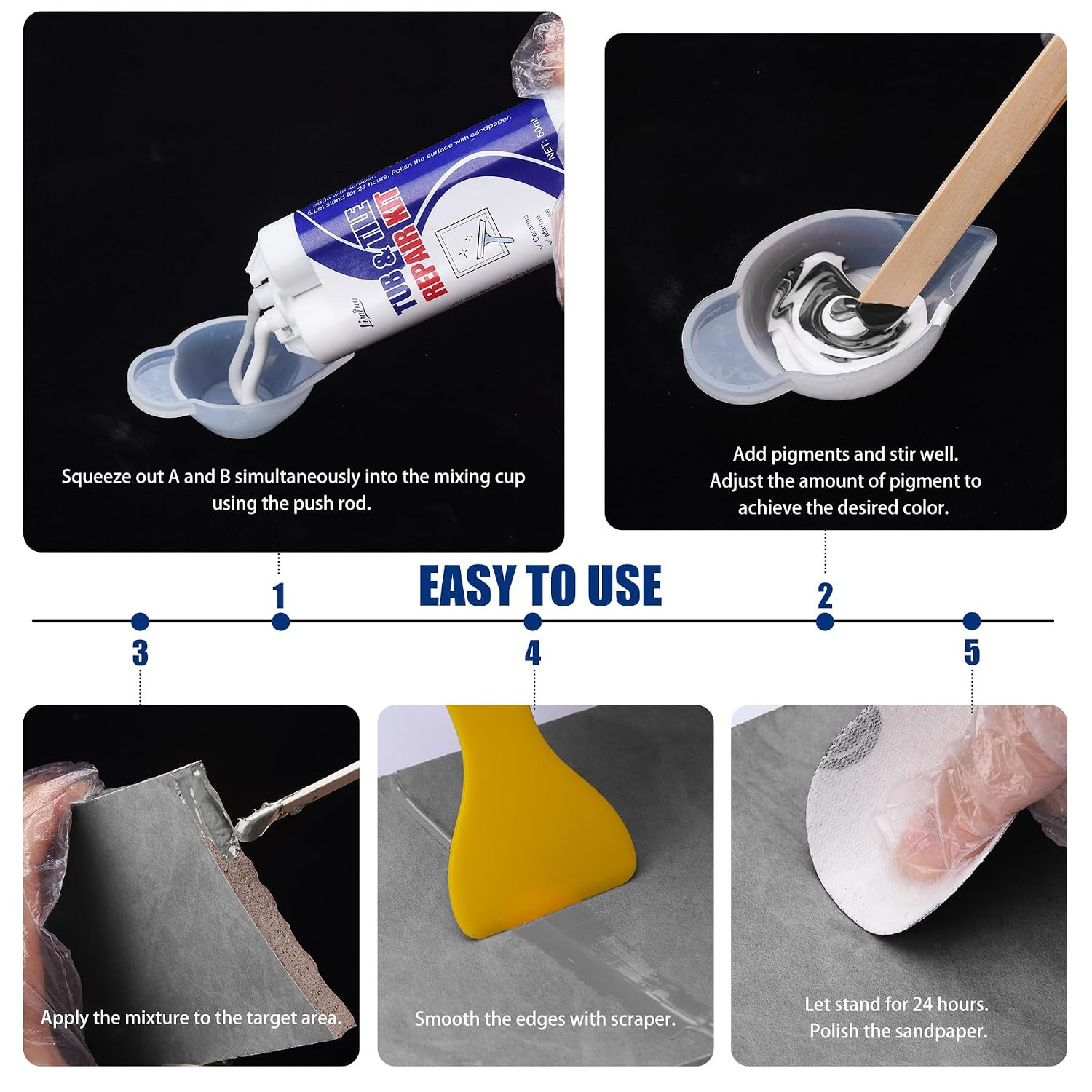Tile Repair Kit – Porcelain Repair Kit for Repairing Scratches, Chips, Dents, Ho