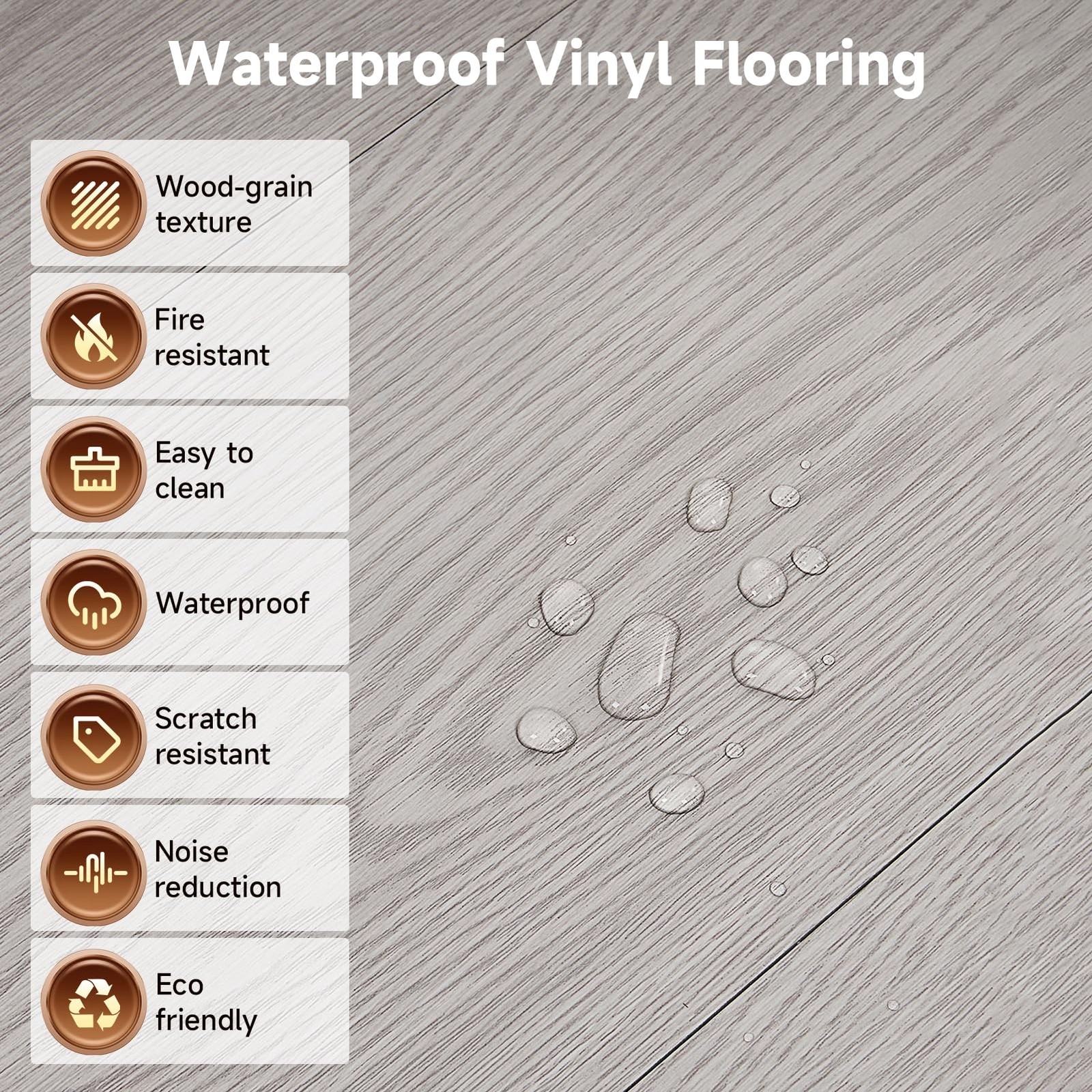 Peel and Stick Vinyl Flooring, 36-Pack 54 Sq.Ft Wood Grain Waterproof Rigid C…