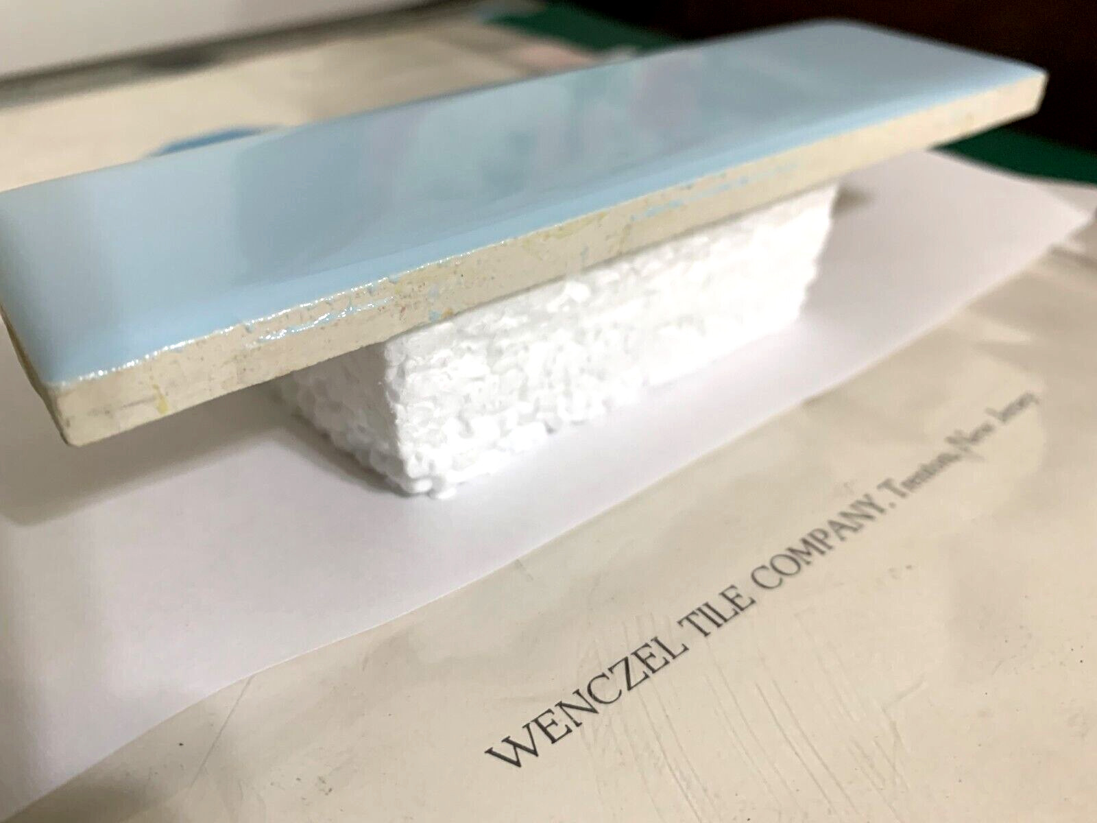 Wenczel Ceramic 2″ x 6″ Flat Surface Bullnose *Pastel Blue* Gloss *2* pcs