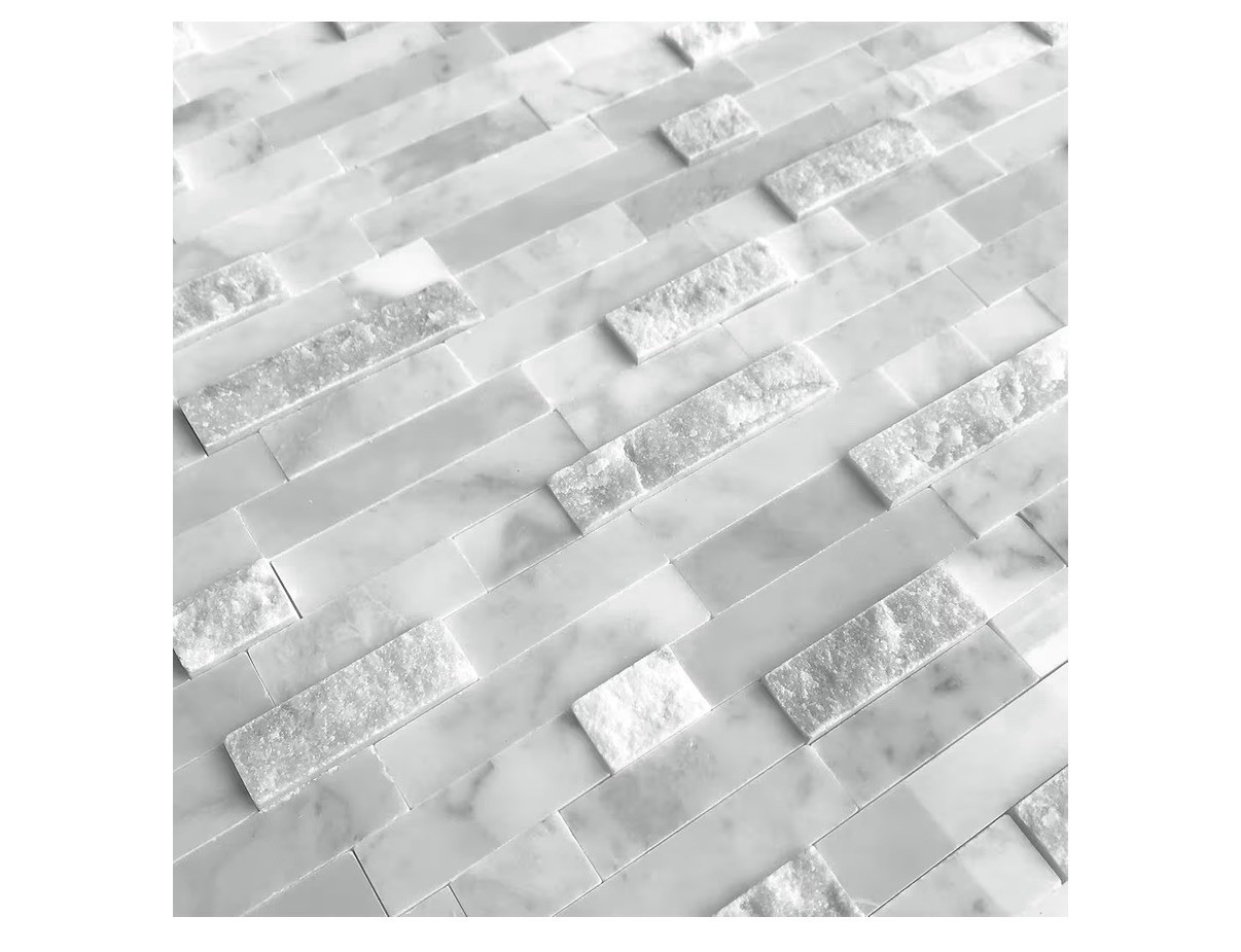 SUNWINGS 5-Sheet 12″x11″ 3D Natural Marble Peel and Stick Backsplash Wall Tile