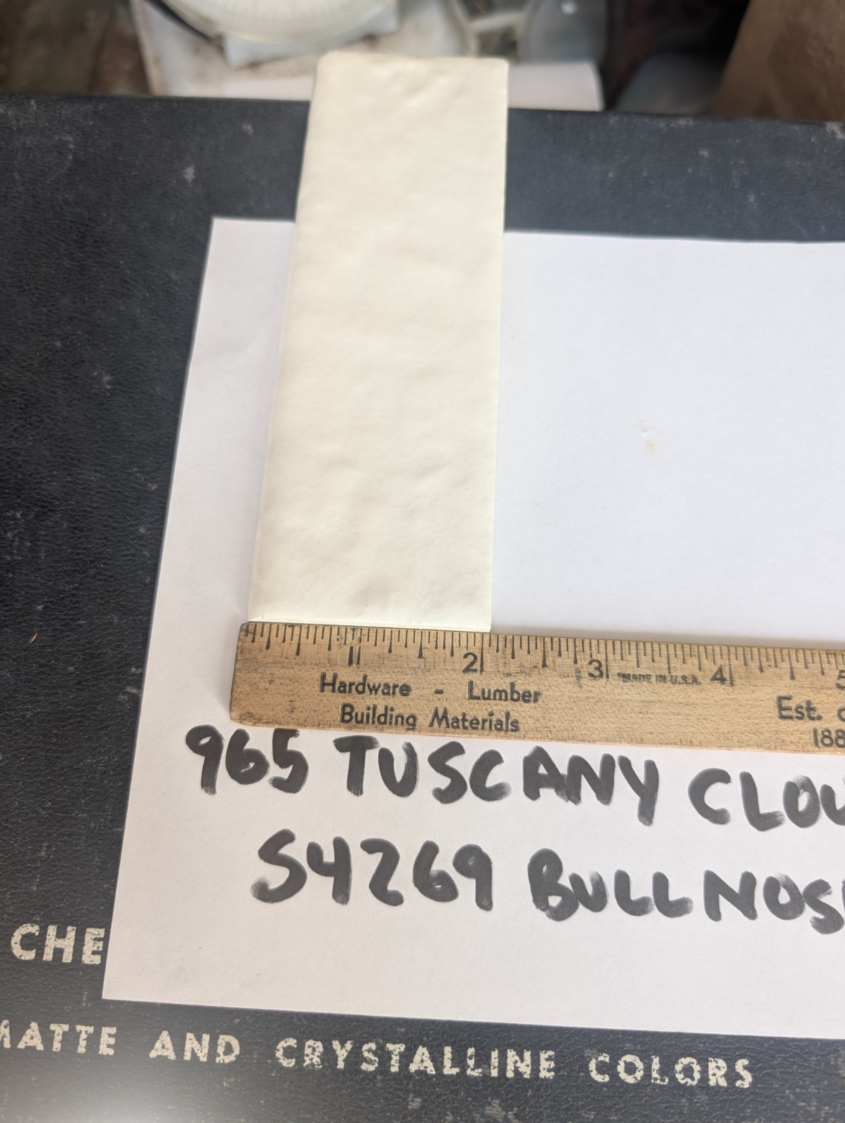 2 pcs Tuscany Cloud #965 American Olean Bullnose Tile S4269 2×6″ Made In USA