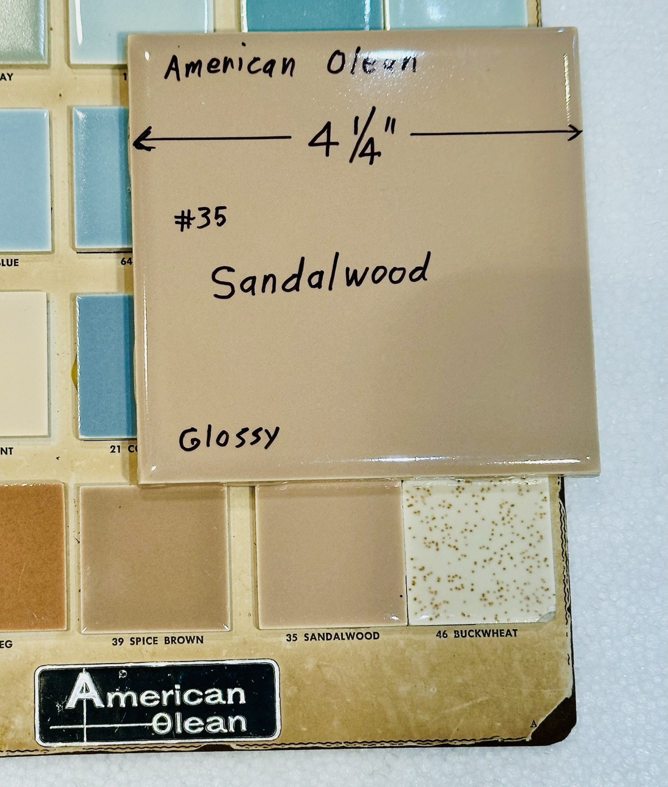 1 pc. Sandalwood by American Olean Co. #35, 4-1/4″ Light Brown, New Old Stock