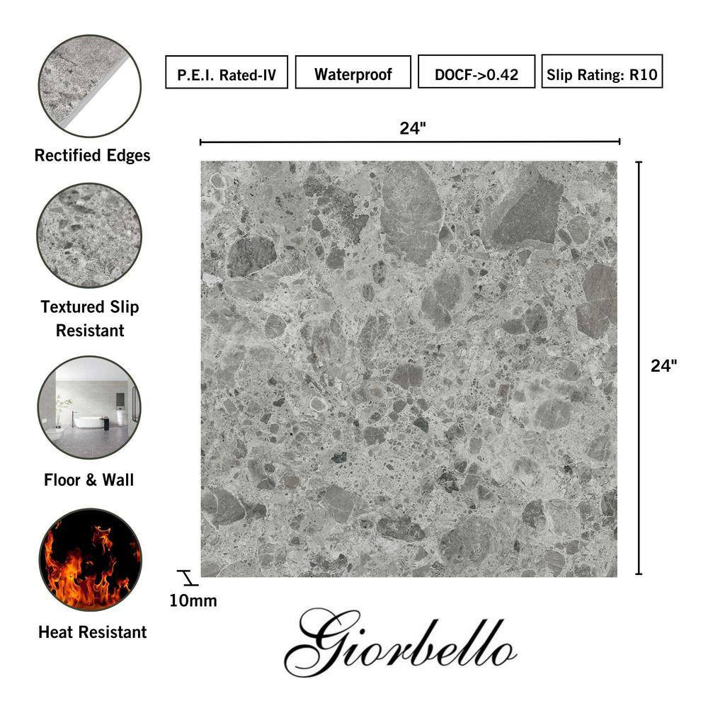 Ambience Terrazzo Gray 24In.X 24In.X 10Mm Porcelain Floor and Wall Tile – Case (