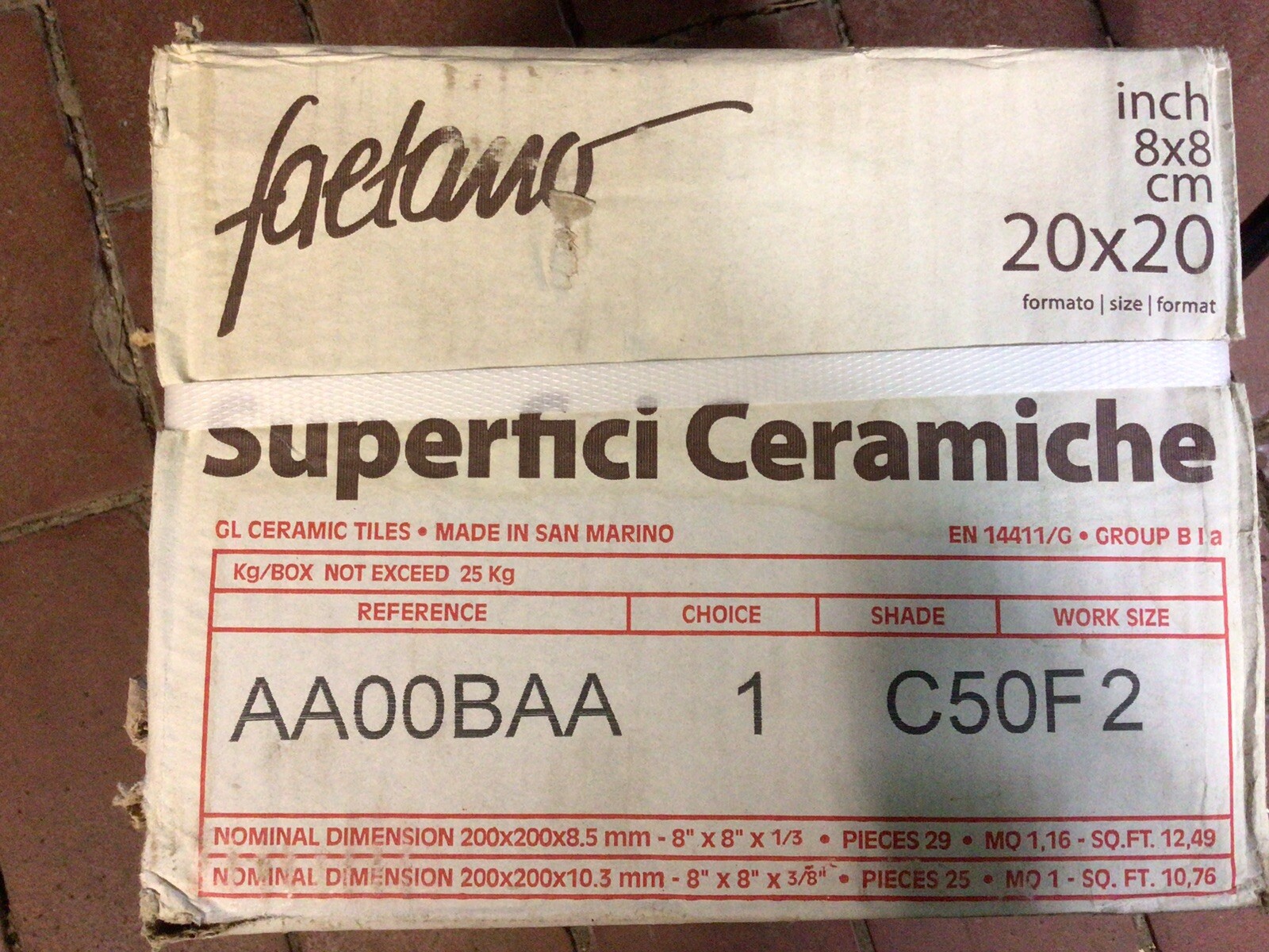 Faetamo 8 X 8” Ceramic Tile Havana Banyan Pattern, HAVBAN88, AA00BAA C50F2, 1 Bx