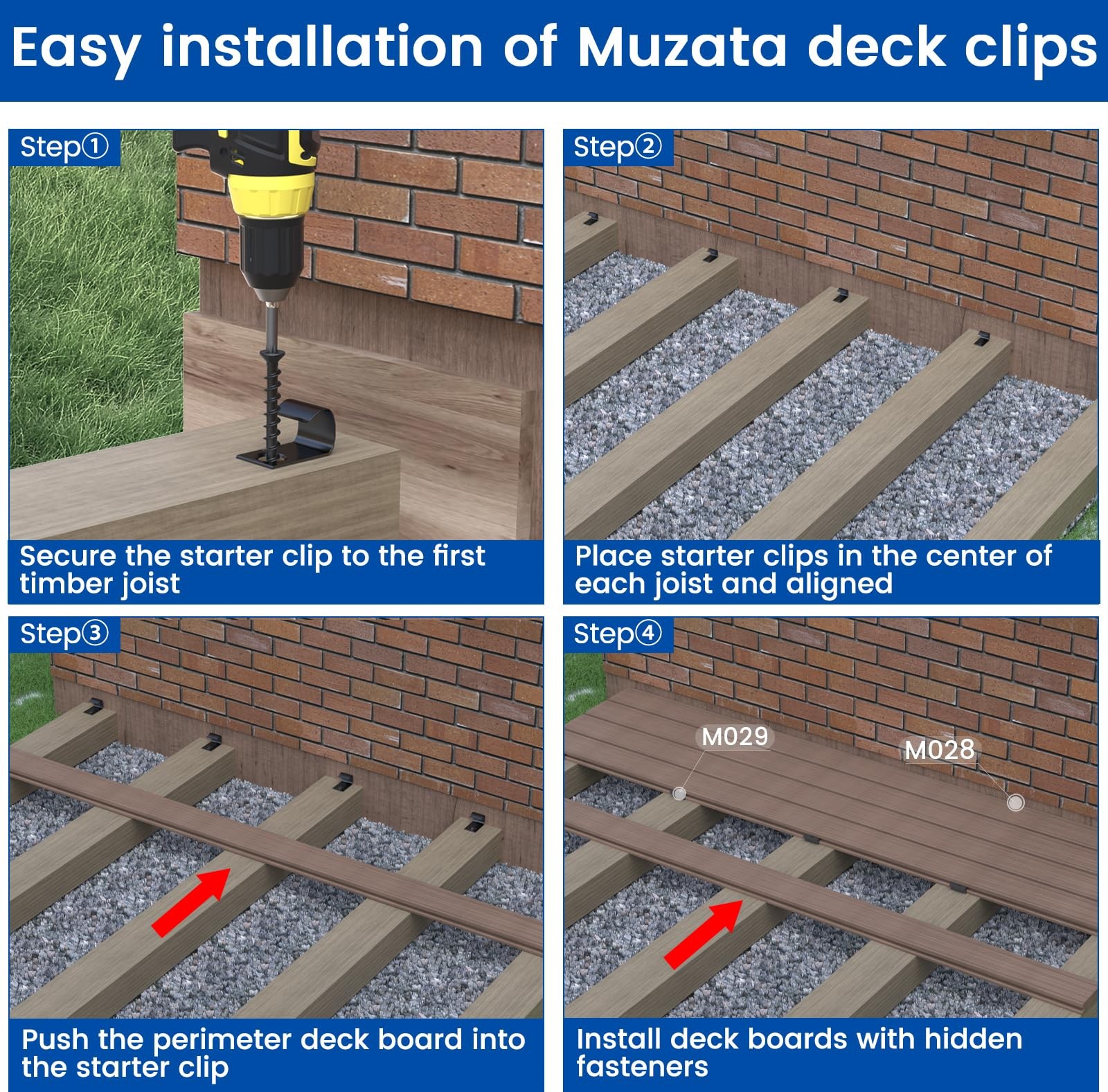 Muzata 750PCS Hidden Deck Fasteners Composite Universal Polypropylene Fastene…