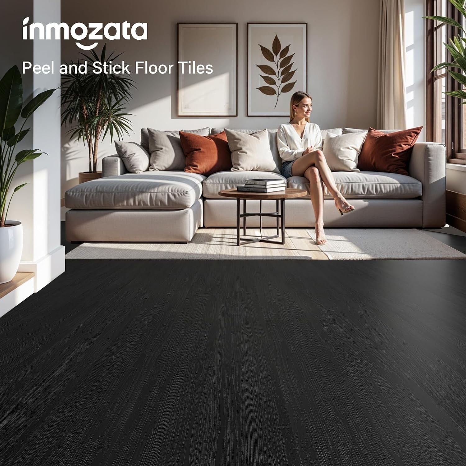 Peel and Stick Wood Grain Vinyl Floor Planks – 54 Sq.Ft