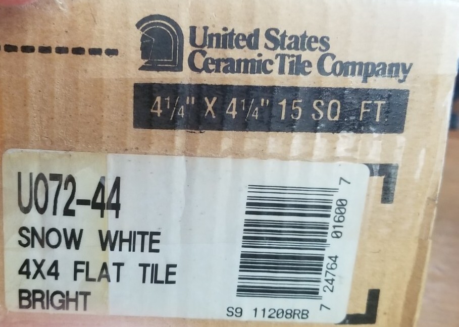 Vintage 4 1/4: US Ceramic USA Glossy Bright Snow White Tile