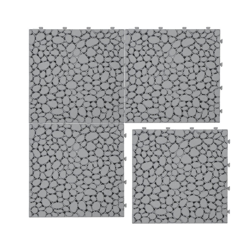 60x Interlocking Deck Tiles, 12 inch Gray Waterproof Anti-slip Bathroom Porch