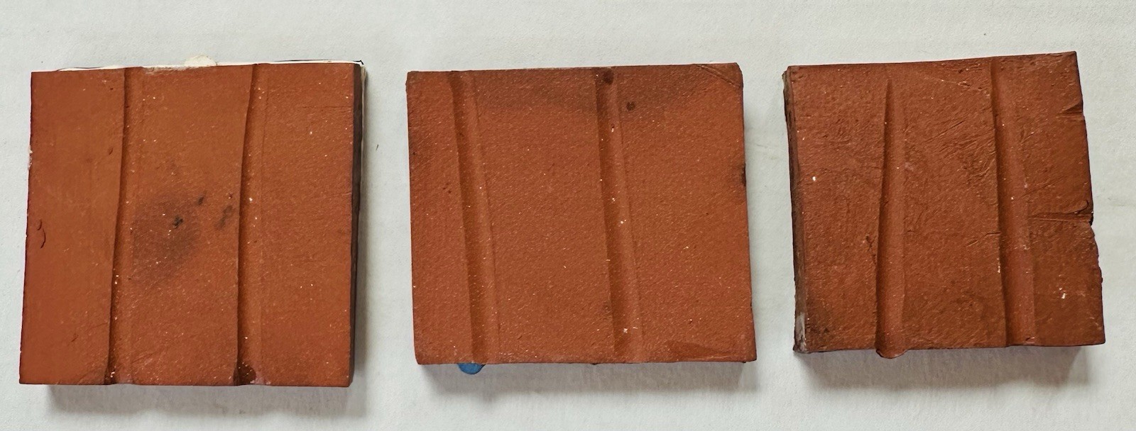 3 Vtg Cobalt Blue Ceramic Telavera Wall tiles 2 1/8” , 1 7/8” Handmade 1950s
