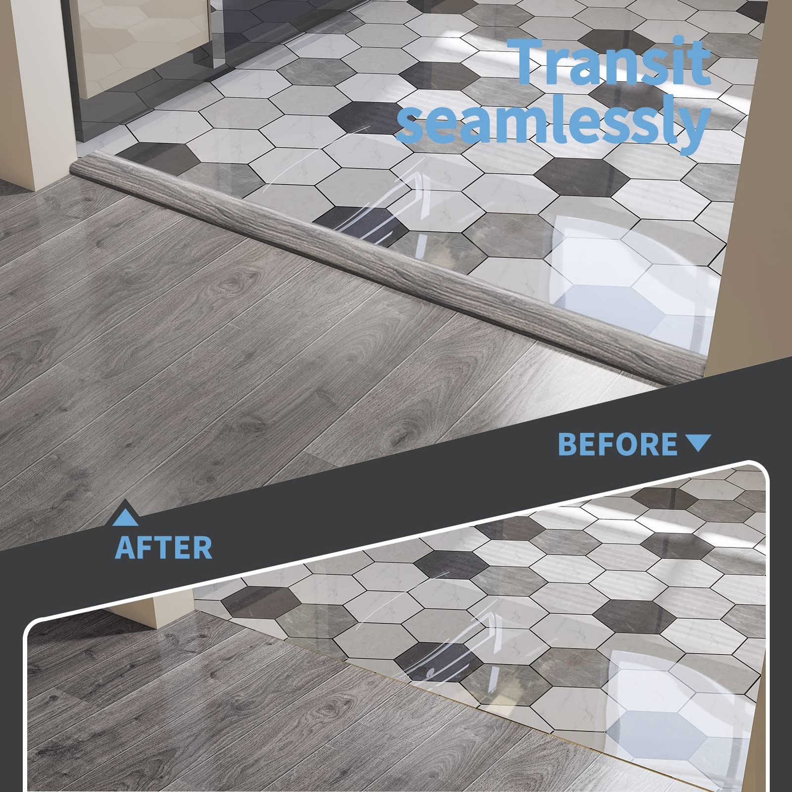 Self Adhesive Floor Strip, 4ft, Laminate Tile Gap Transition, Gray