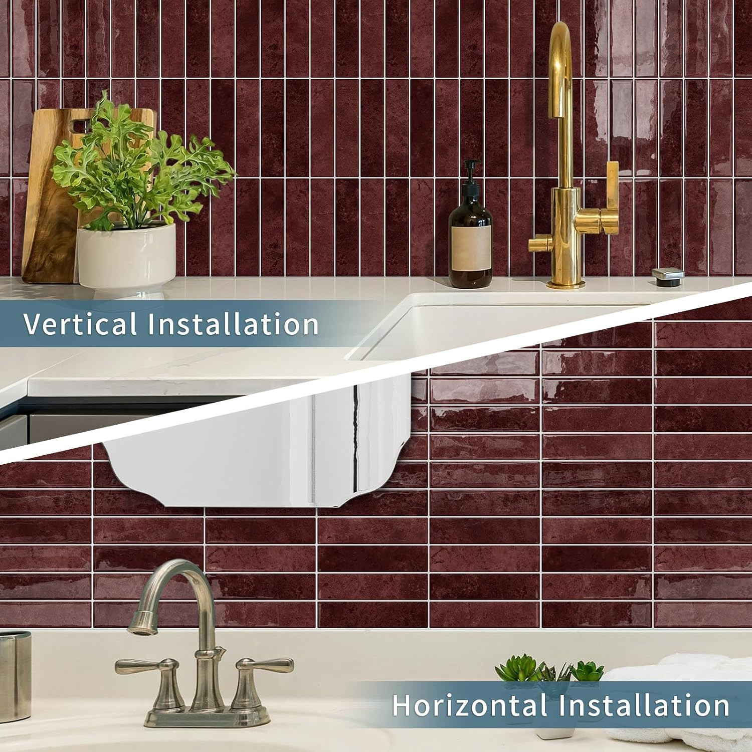 10 Sheets Upgraded Thicker Design Subway Tile Peel and Stick Backsplash | 12”×12