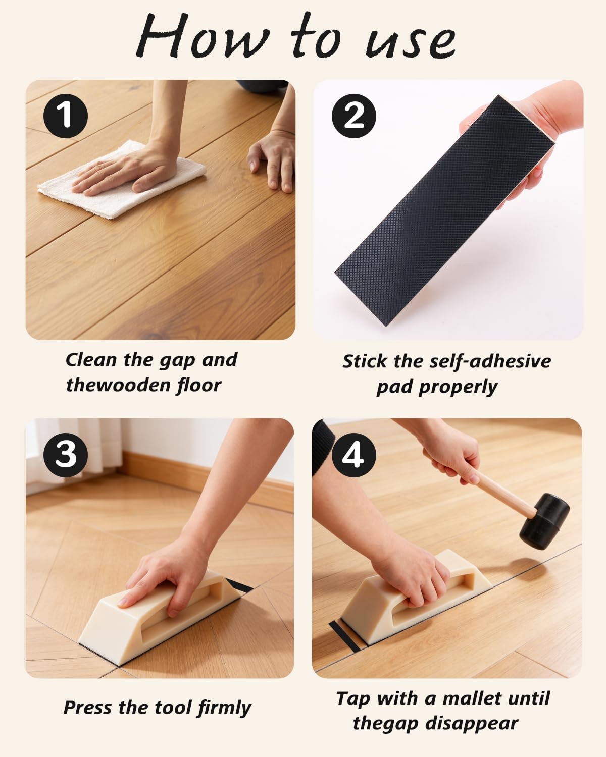 Floor Gap Fixer Tool Kit with Rubber Mallet & Nylon Tapping Block, Flooring I…