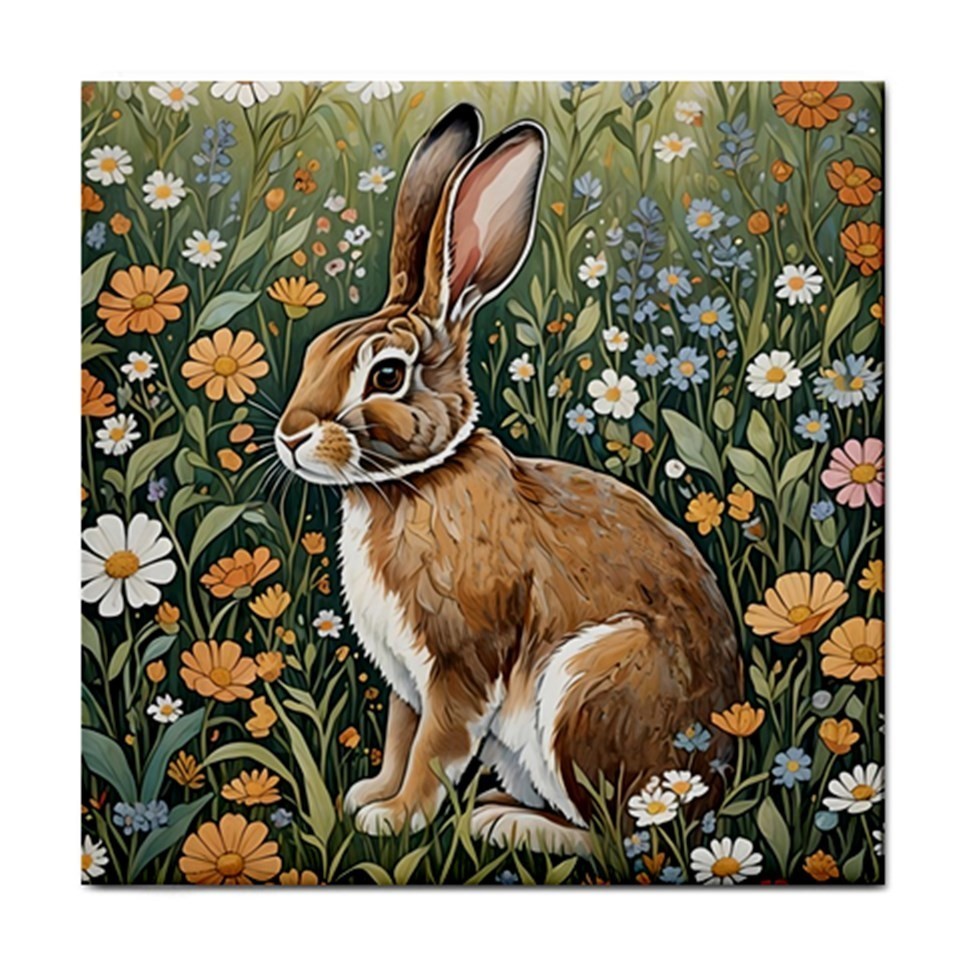 Ceramic Tile Rabbit 2 art nouveau 4.25×4.25, 6×6 or 8×8 inches Printed in US