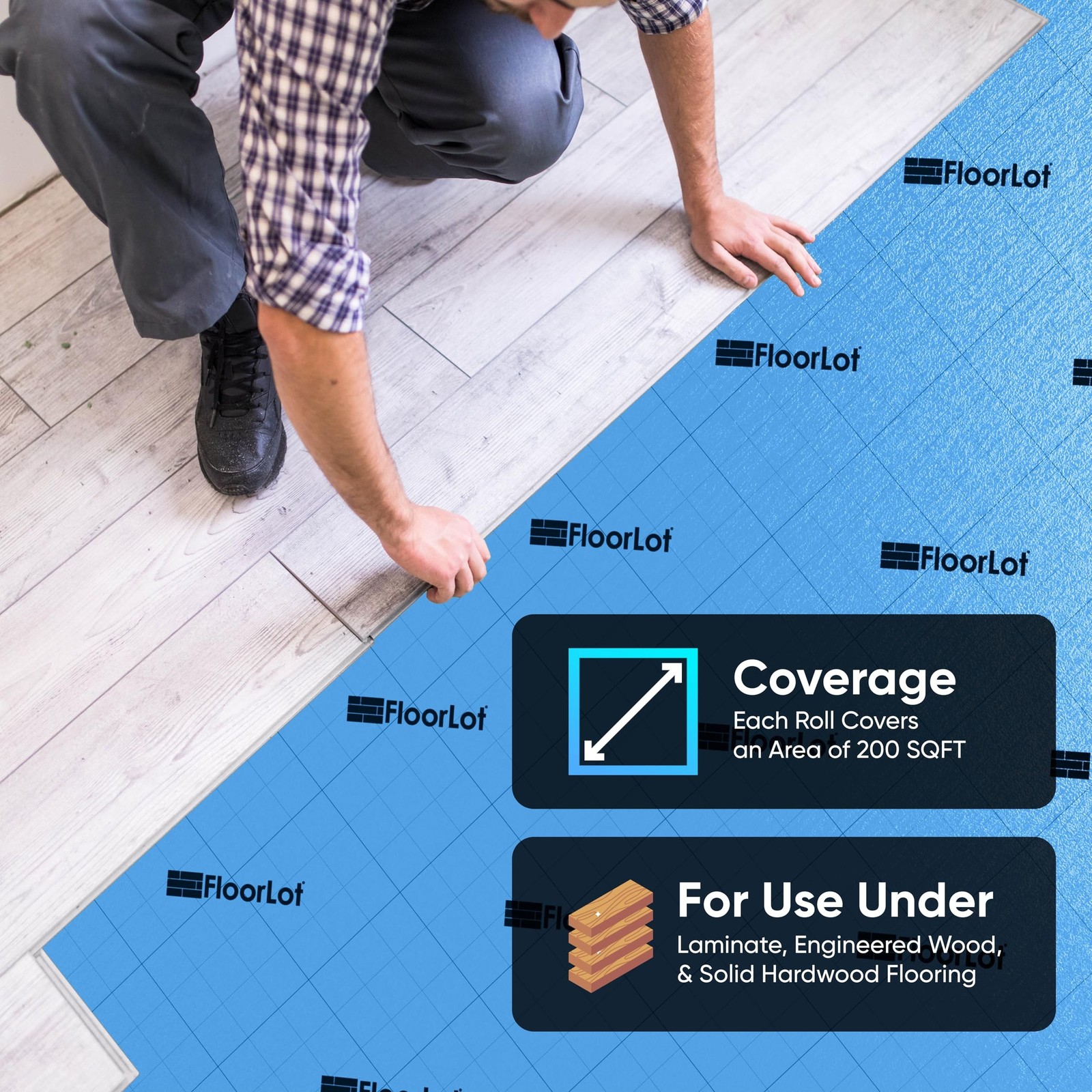 BlueStep Underlayment with Moisture Barrier for Laminate and Wood Floors, (20…