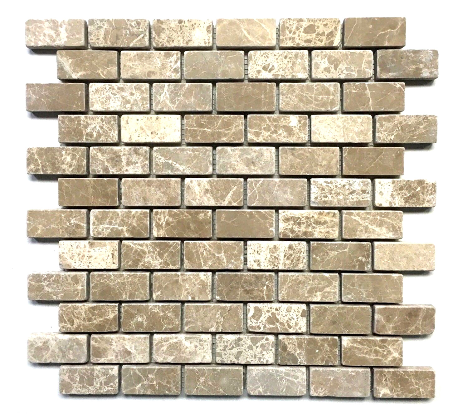 Emperador Light 1″x2″ Tumbled Marble Mosaic Tile Wall Backsplash Floor Kitchen