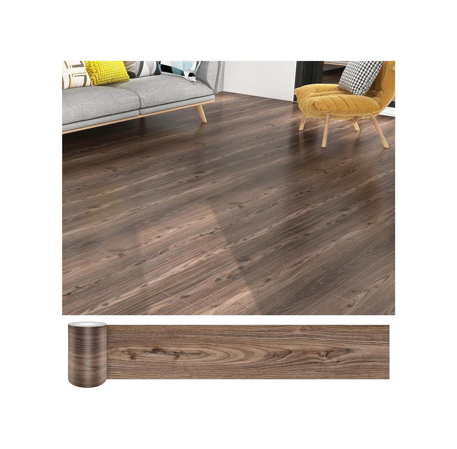 18 SqFt Wood Peel And Stick Floor Tiles 12 Pack Vinyl Waterproof 36×6 Dark Brown