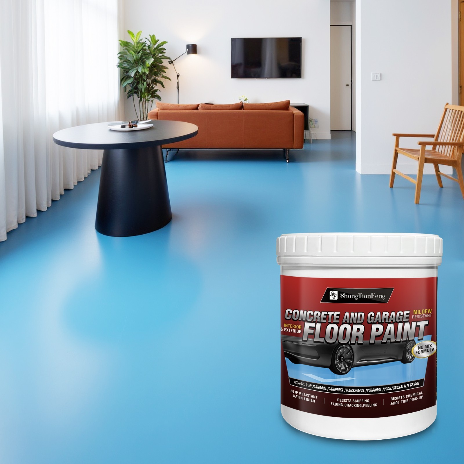 Epoxy Floor Paint Kit – Acrylic Concrete Coating for Garage Living Room 1 Gallon