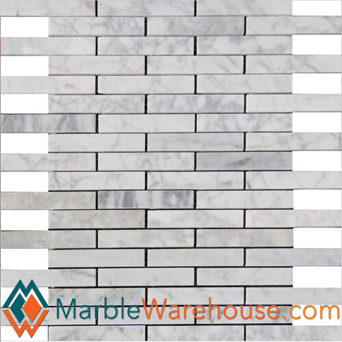 Carrara Marble 12″x12″ Mosaic Tile Polished 5/8″x4″ Rectangle + Free Shipping