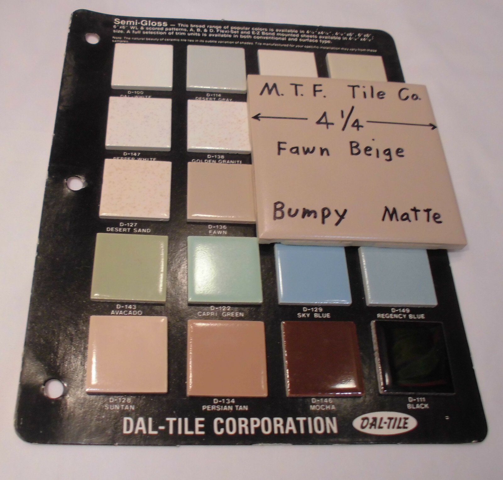 1 pc. Fawn Beige – Light Brown: 4-1/4″ Bumpy Matte Ripple Ceramic Tile, Monarch