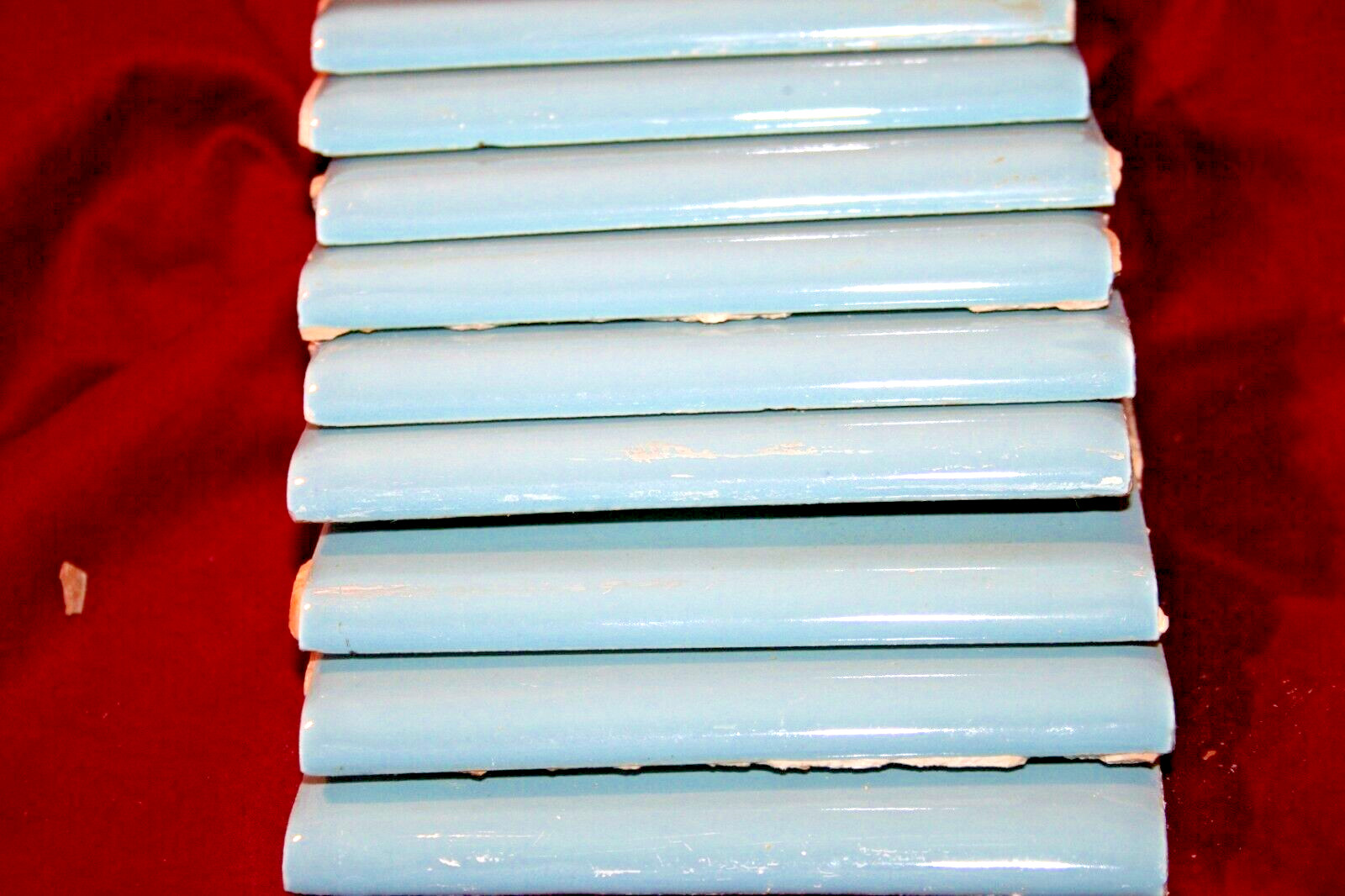 1 (one) Tile Vintage Ceramic Blue Bullnose Wall Tile 4 3/8” Bathroom Kitchen
