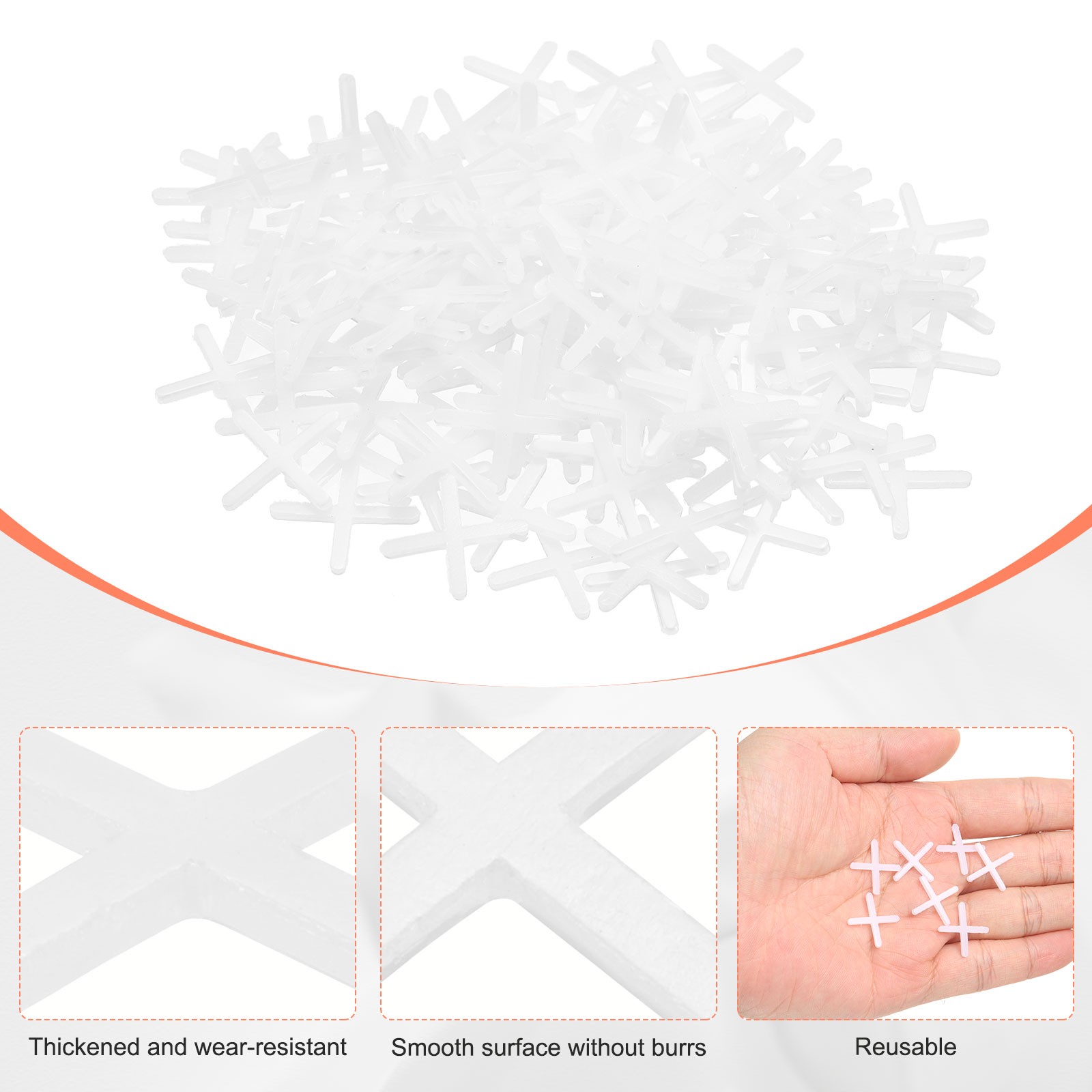 600Set 1/12″ 2 mm Tile Spacers Cross Plastic Spacers White