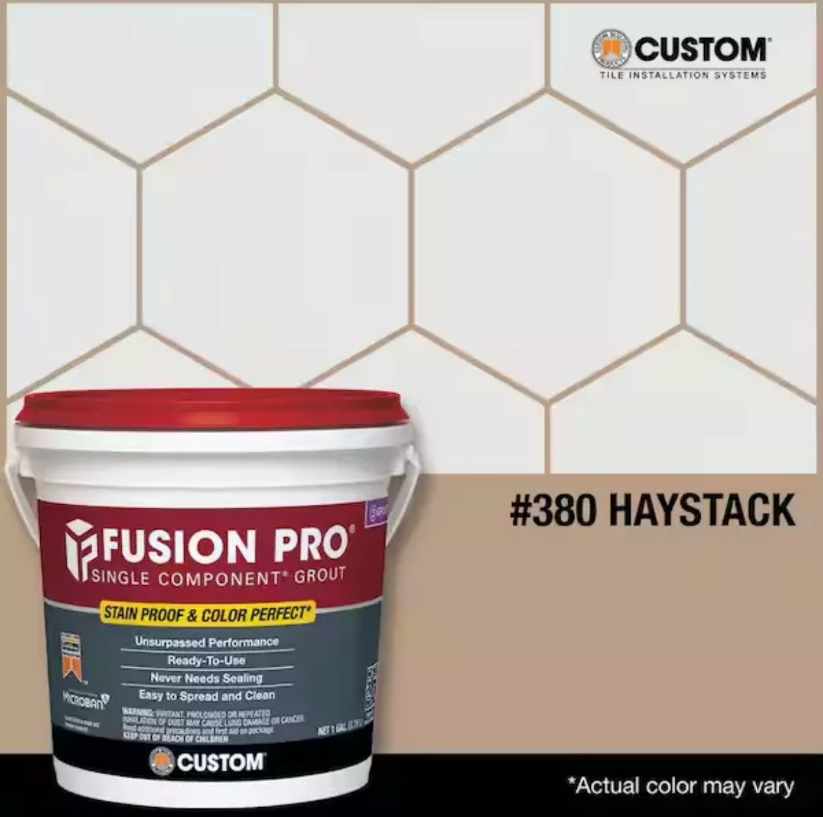 Custom Building Fusion Pro Single Component Grout 1 Gal. Premixed #380 Haystack