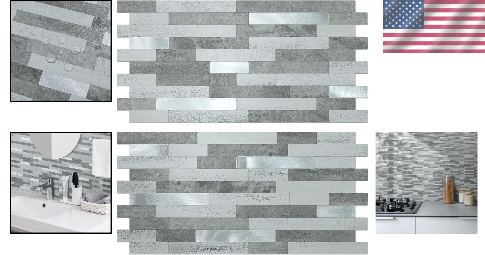 Faux Stone Peel and Stick Backsplash Tiles Grey Slate Look 20 Sheets