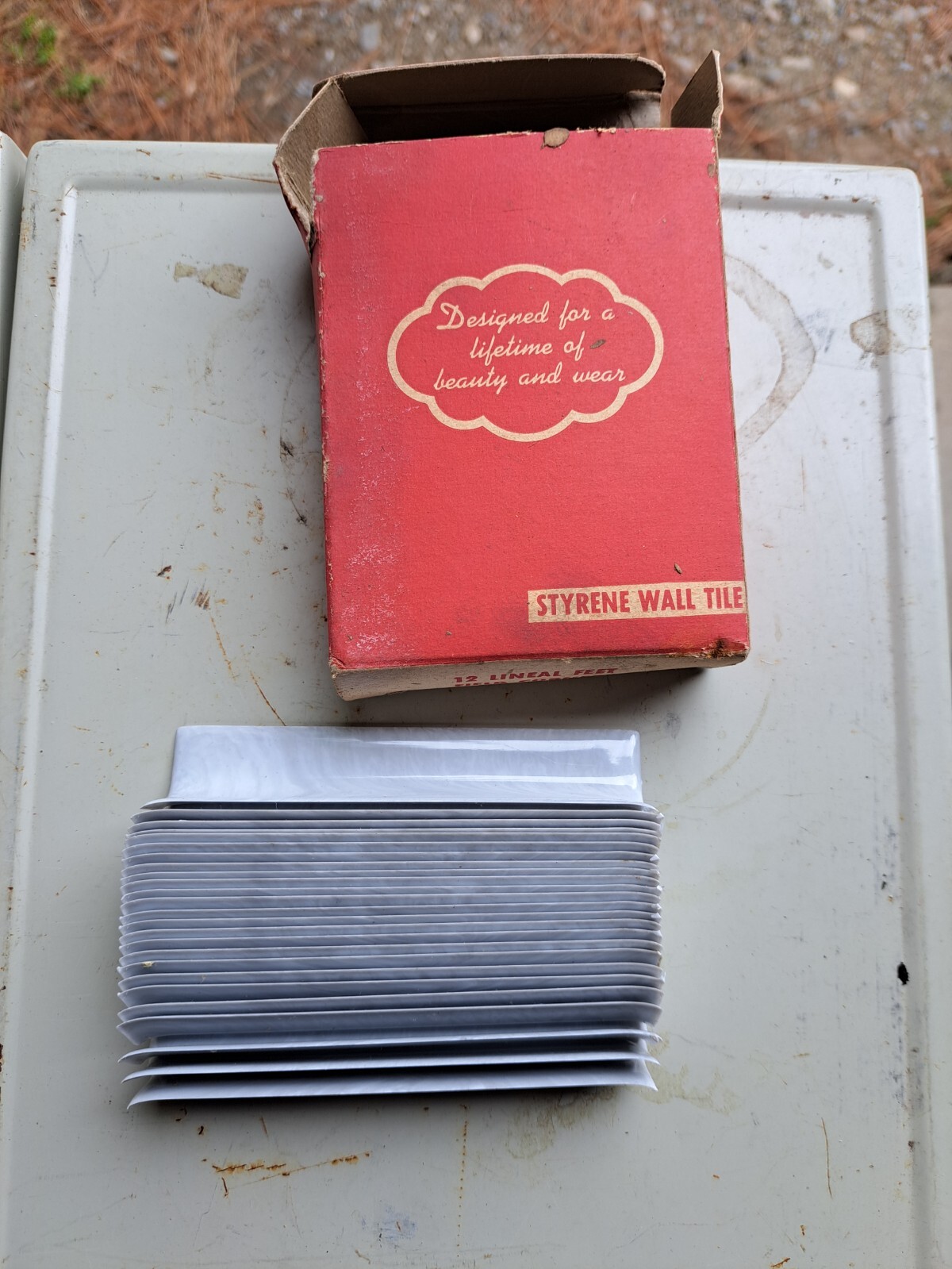 25 Vintage Gray Marbled Lustro Polystyrene Plastic Wall Tile FIELD CORNERS