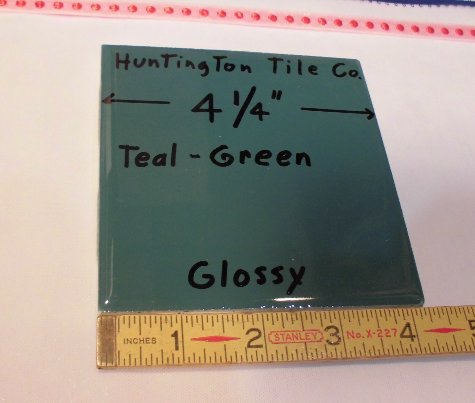6 pcs. Glossy Ceramic Tiles *Teal-Green* 4-1/4″ Made USA by Huntington Co. NEW