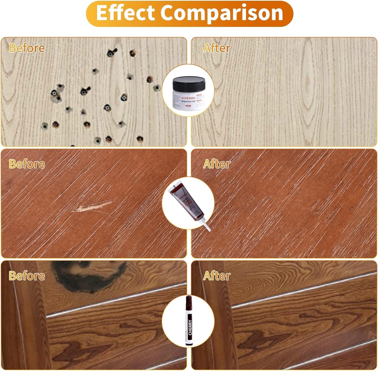 Wood Floor Scratch Repair Kit – 39pcs Furniture Repair Set for Hardwood Laminate
