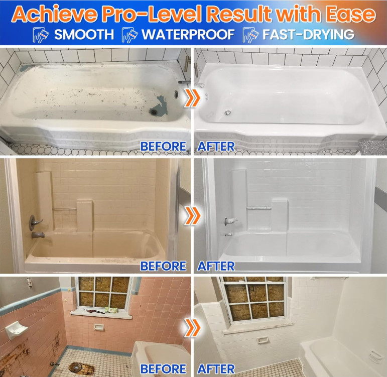 Specialty Tub and Tile Paint, Water-Based Tub and Tile Refinishing Kit with Tool