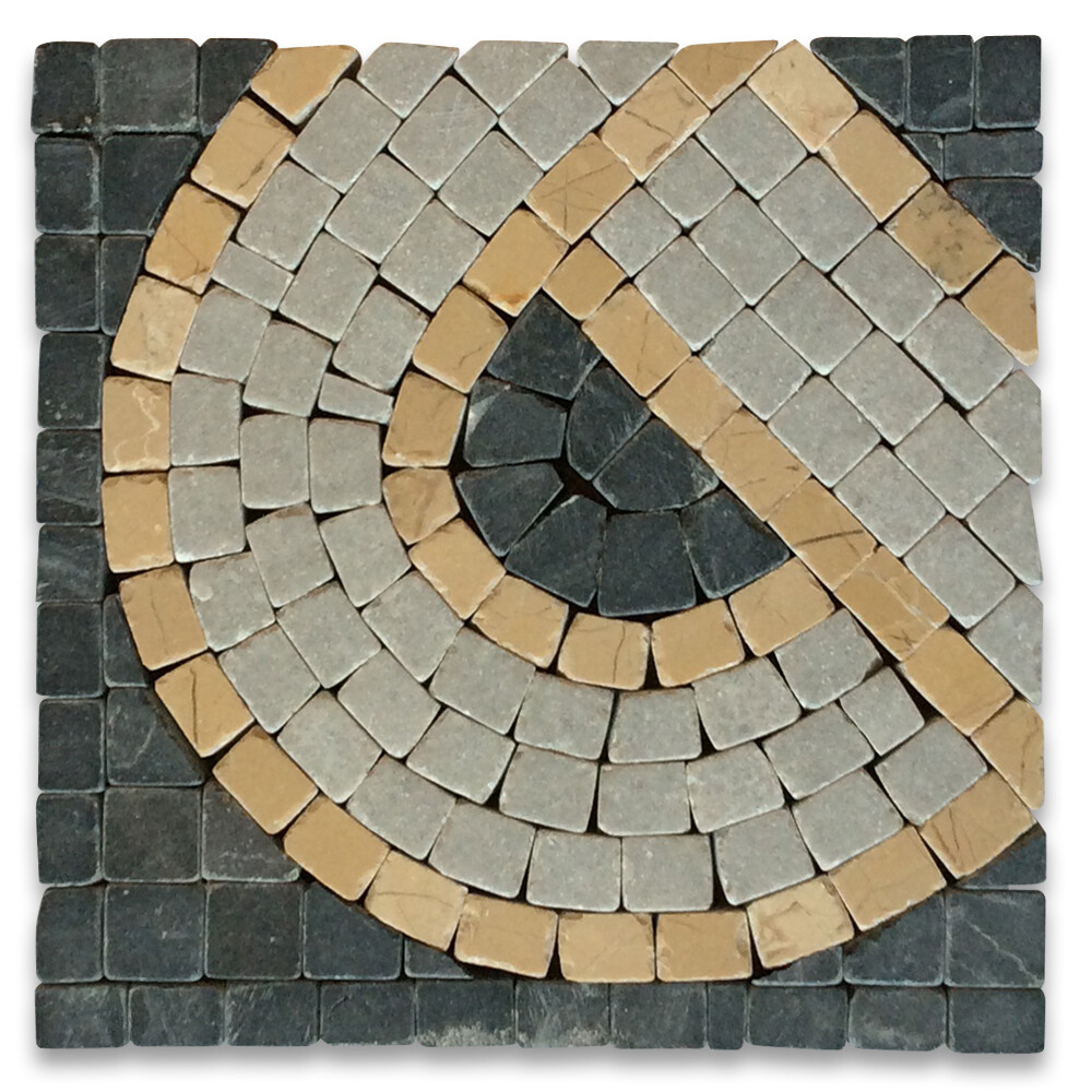 B4668CT Marble Mosaic Border Deco Accent Insert Tile Wave Nero 4×4 Tumbled